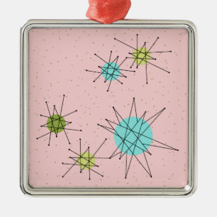Pink Iconic Atomic Starbursts Christmas Ornament