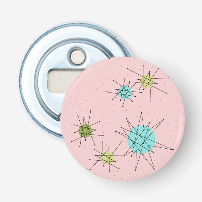 Pink Iconic Atomic Sternexplosion Button Flaschenö Flaschenöffner (Vorderseite)