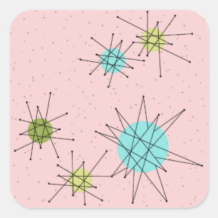 Pink Iconic Atomic Sternexplosion Square Stickers