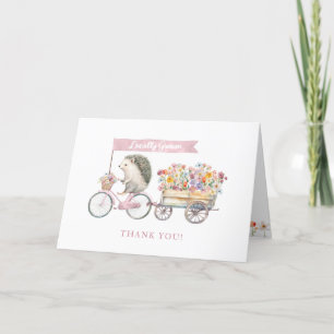 Pink Igel Baby Dusche Danke Karte - Vor Ort