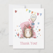 Pink Igel Children's Birthday Danke