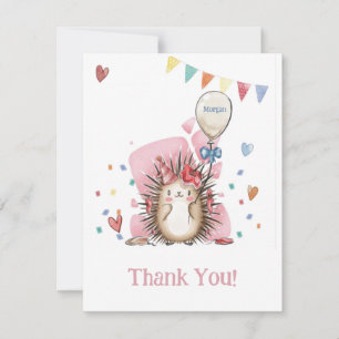 Pink Igel Children's Birthday Danke