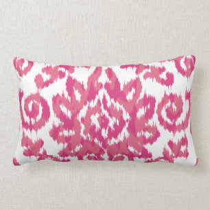 Pink Ikat Boho Whimsical Ethnic Girly White & Pink Lendenkissen
