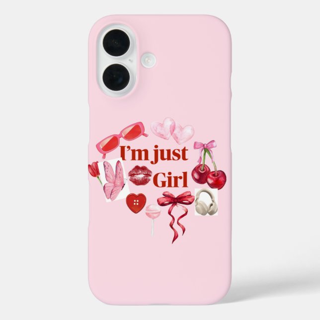 Pink “I'm Just Girl” Phone Case – Playful Feminine (Rückseite)
