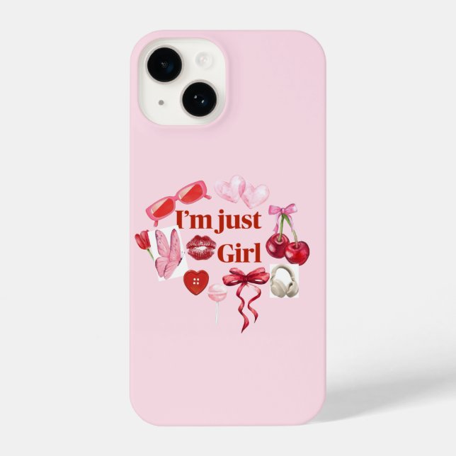 Pink “I'm Just Girl” Phone Case – Playful Feminine iPhone Hülle (Rückseite)