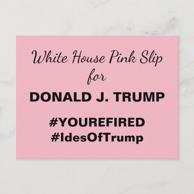 Pink im Weißen Haus für Trump-Widerstand Postkarte (Vorderseite)