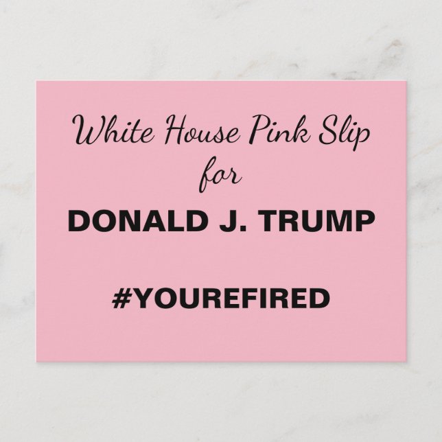 Pink im Weißen Haus für Trump-Widerstand Postkarte (Vorderseite)