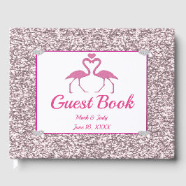 Pink Imitate Glitzer Flamingo Liebe Wedding Gästeb Gästebuch
