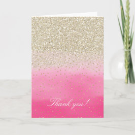 Pink Imitats Gold Glitzer Confetti Vielen Dank Dankeskarte