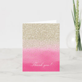 Pink Imitats Gold Glitzer Confetti Vielen Dank Dankeskarte