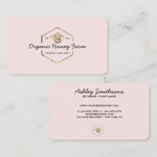 Pink Imker-Logo Gold Hummel Honigwabe Visitenkarte