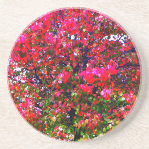 Pink impressionistisch Herbst Blätter Bäume Getränkeuntersetzer