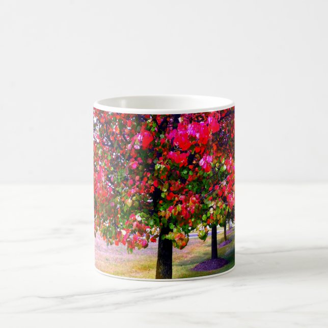 Pink impressionistisch Herbst Blätter Bäume Kaffeetasse (Mittel)