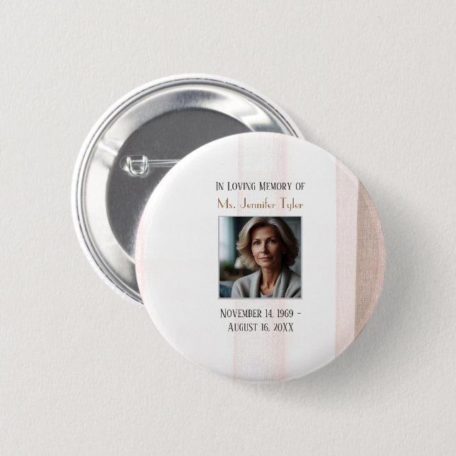 Pink in Love Memory Funeral Memorial Keepake Button (Vorne & Hinten)