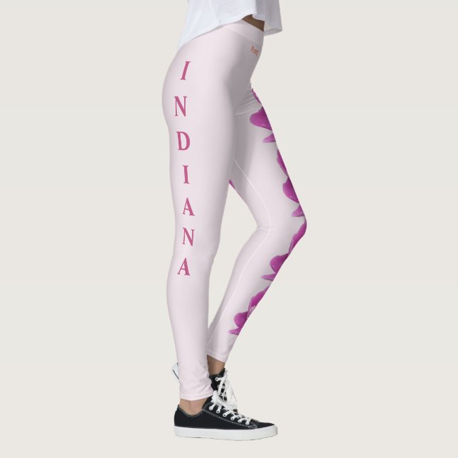 Pink Indiana Staat Blume Peony Leggings (Rechts)