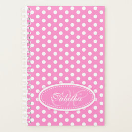 Pink-individuelle Name-Polka-Punkt Planer