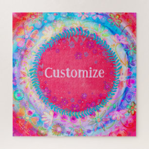 Pink, individueller Fun Floral Name Puzzle