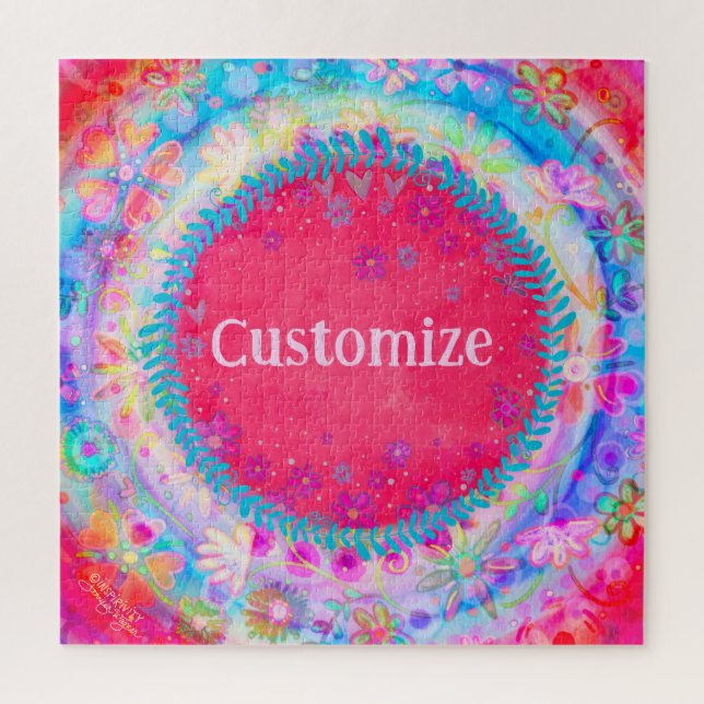 Pink, individueller Fun Floral Name Puzzle (Vertikal)