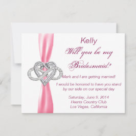 Pink Infinity Heart Bridesmaid Card Einladung