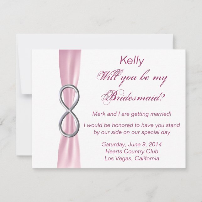Pink Infinity Wedding Bridesmaid Card Einladung (Vorderseite)