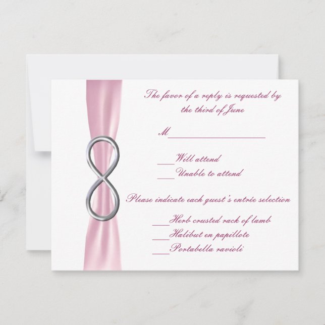 Pink Infinity Wedding Response Card RSVP Karte (Vorderseite)