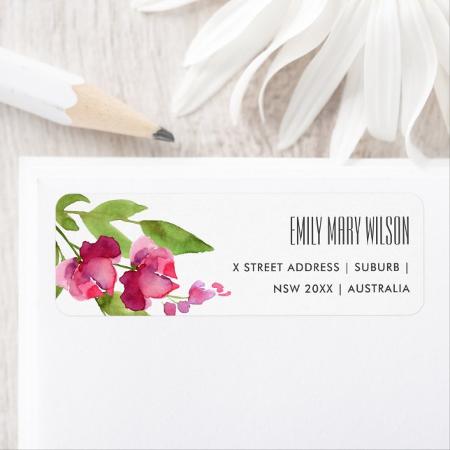 PINK INK WASH WASH WATERCOLOR FLORAL ADRESSE (Insitu)