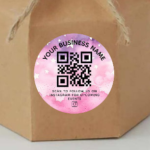 Pink Instagram QR-Code und benutzerdefinierter Tex Runder Aufkleber