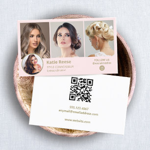 Pink Instagramm 3 Foto Social Media QR Visitenkarte