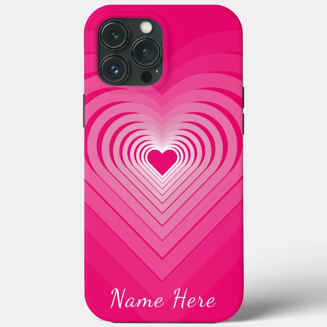 Pink iPhone Case Geschenk mit Herz-Individuelle Na (Rückseite)