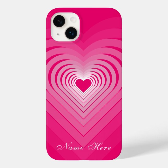 Pink iPhone Case mit dem Wort "Herz" - Ihr Name (Rückseite)