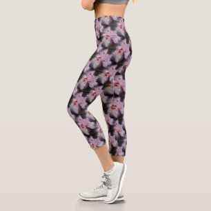 Pink Iris Blume Art Capri Leggings