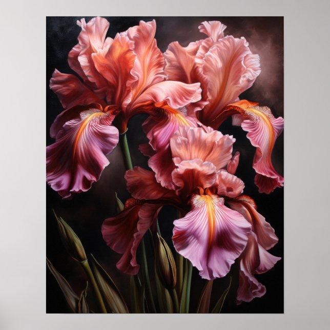 Pink Iris Blume Art Print Poster (Vorne)