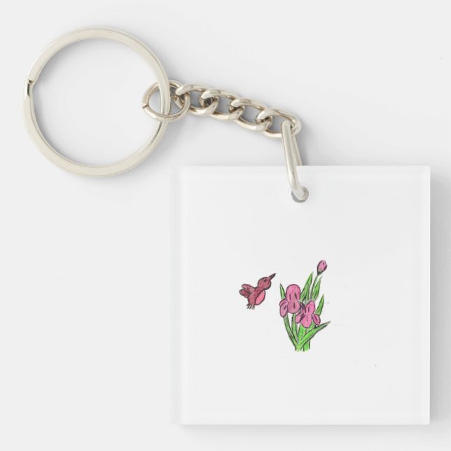 Pink Iris Schlüsselanhänger (Vorderseite)
