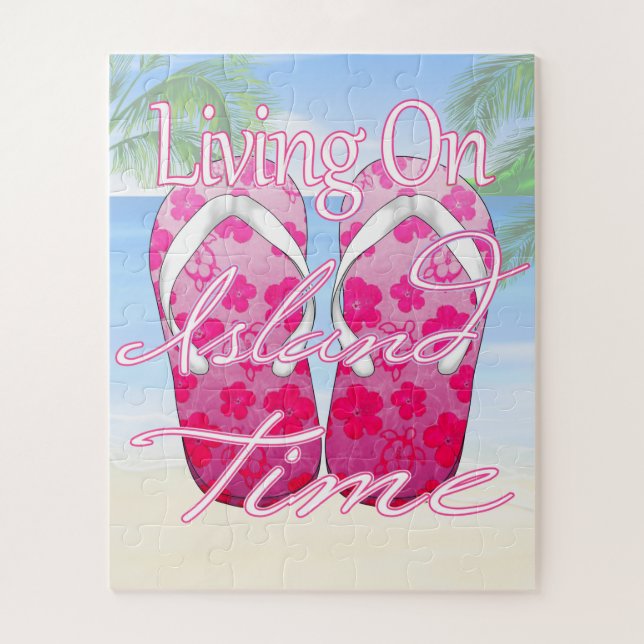 Pink Island Time Beach Puzzle (Vertikal)