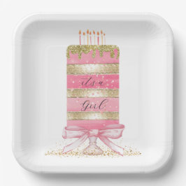 Pink "It's a girl" Pappteller