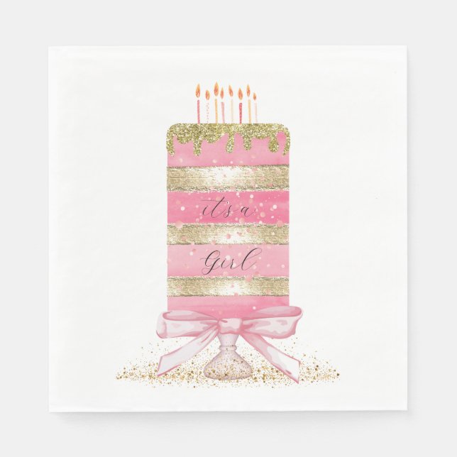 Pink "It's a girl" Serviette (Vorderseite)