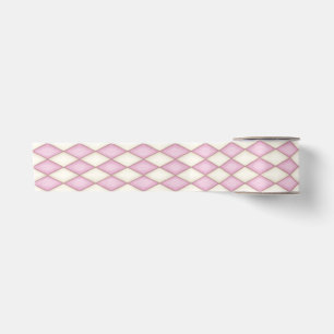 Pink & Ivory Harlequin Pattern Messe Satinband