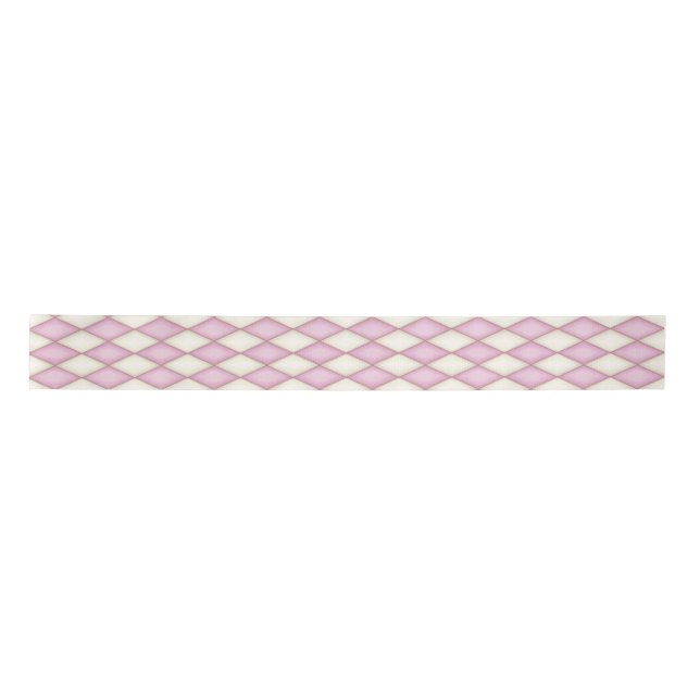 Pink & Ivory Harlequin Pattern Messe Satinband (Vorderseite)