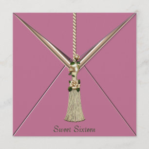 Pink Ivory Rose Tassel 16 . Geburtstag Party Einladung