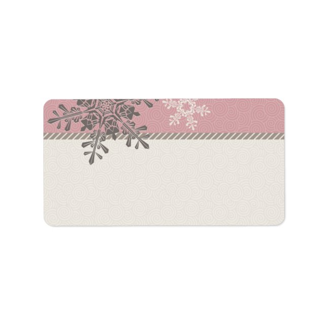 Pink Ivory Snowflake Wedelblank-Adressetiketten Adressaufkleber (Vorne)