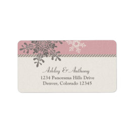 Pink Ivory Snowflake Winter Hochzeit Address Label Adressaufkleber