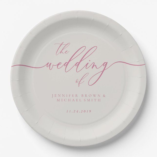 Pink Ivory Wedding Signature Pappteller (Vorderseite)
