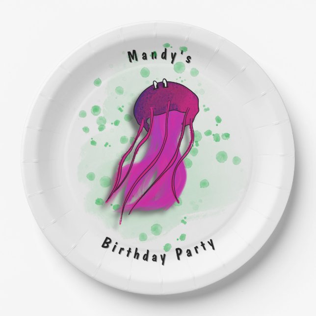 Pink Jellyfish Party Pappteller (Vorderseite)