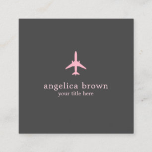 Pink Jet Business Card - Modern Aviation Style Quadratische Visitenkarte