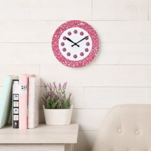 Pink Jewel Bling Wall Clock Große Wanduhr