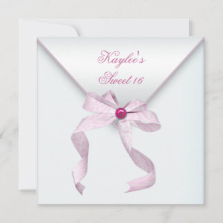 Pink Jewel Bow Hübsch White 16 . Geburtstag Party Einladung