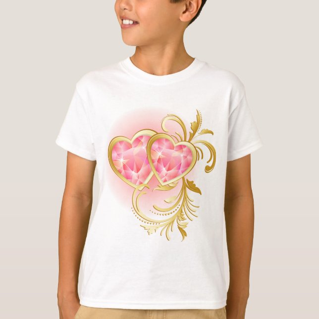 Pink Jewel Hearts T-Shirt (Vorderseite)