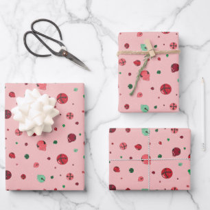Pink Jingle Bells Christmas Wrapping Paper Geschenkpapier Set