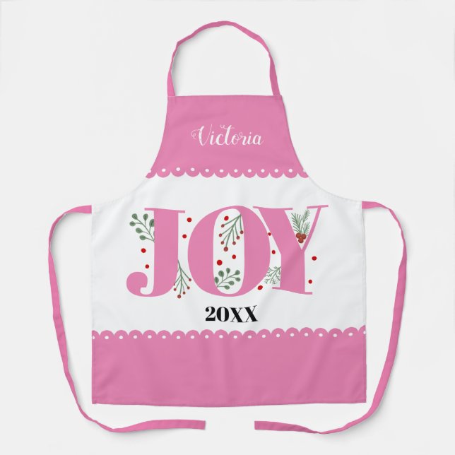 Pink Joy mit Beeren Weihnachts-Foto Schürze (Vorderseite)