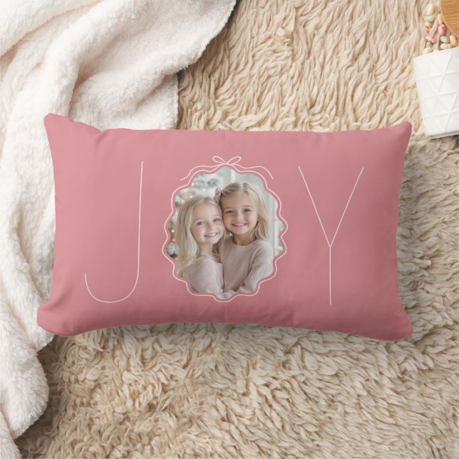 Pink JOY Simple Bow Wavy Foto Weihnachten Lendenkissen (Decke)